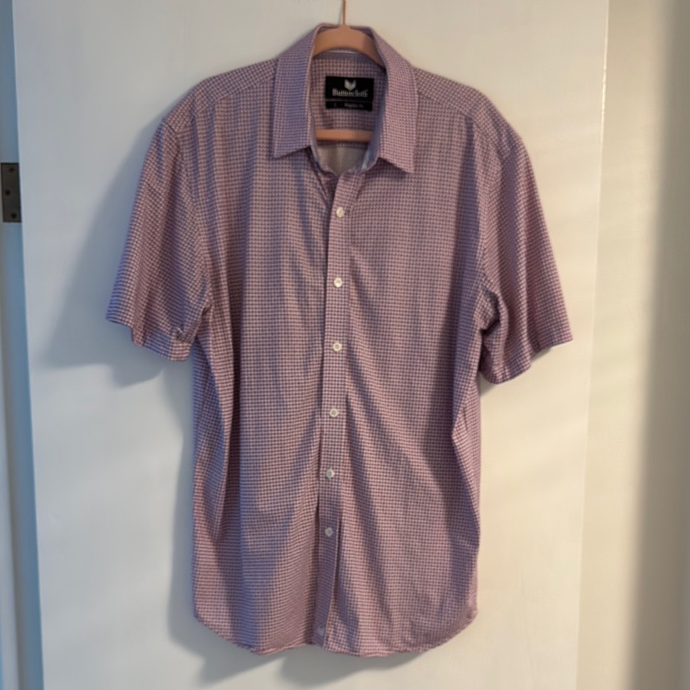 Buttercloth Purple Casual Button Down Shirt Relaxed Fit